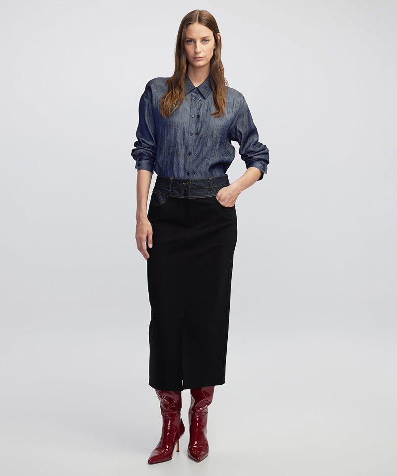 Ipekyol Mixed Media Pencil Skirt - Image 2